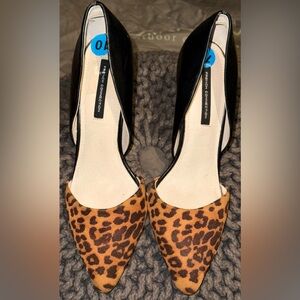 French Connection Black and Brown Leopard Heels